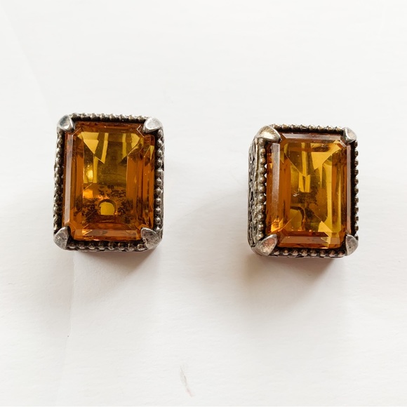 Vintage 1960 Amber clip on Earrings. - Picture 2 of 6